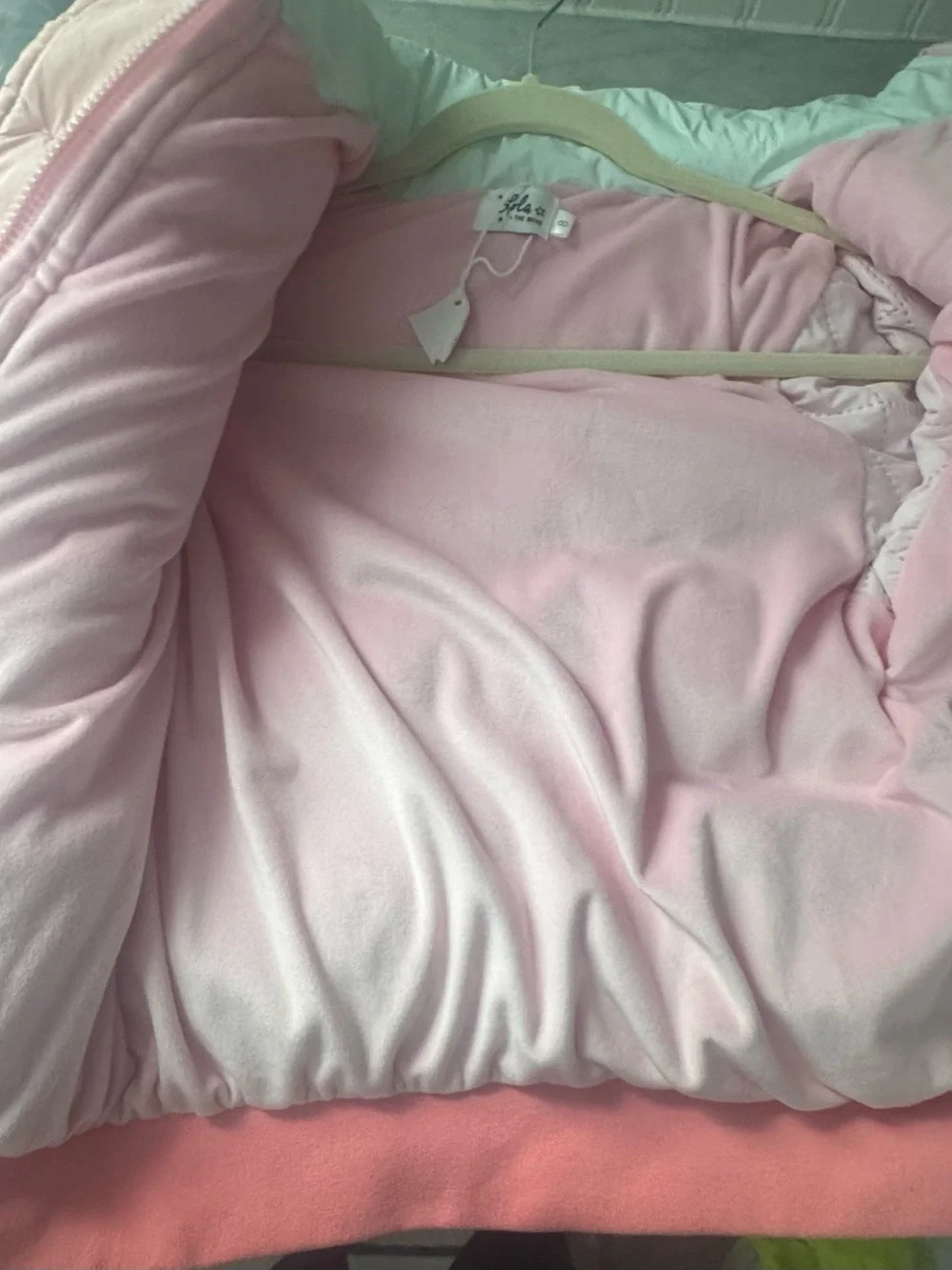 Kids Pink Puffer Jacket with Multicolor Bows - Brand: